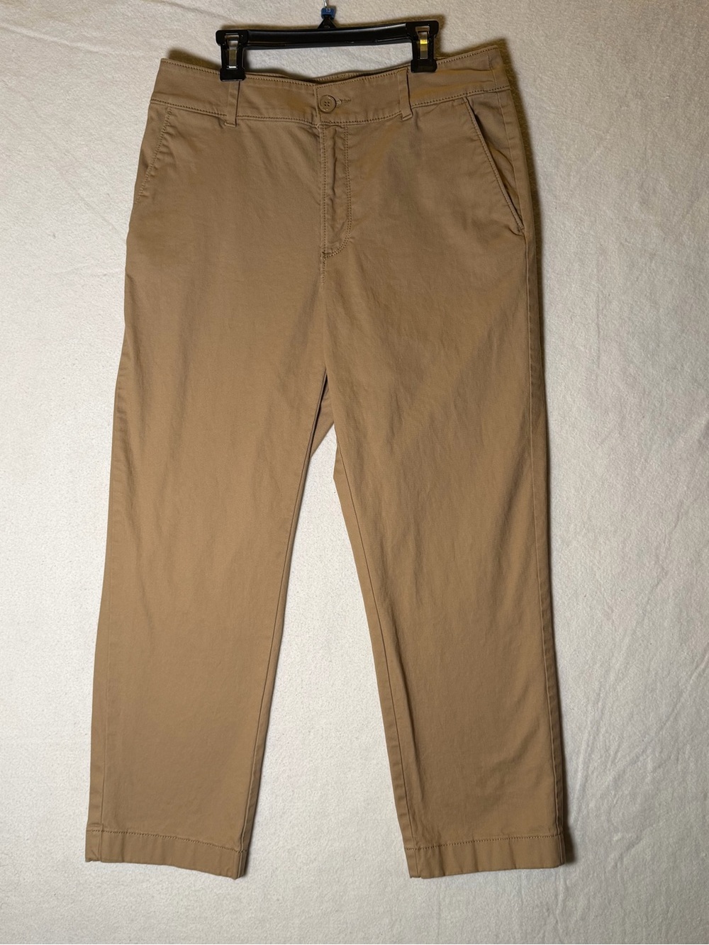 LOFT Outlet Women's Beige Solid Curvy Straight-Leg Chino Pants Pockets 6